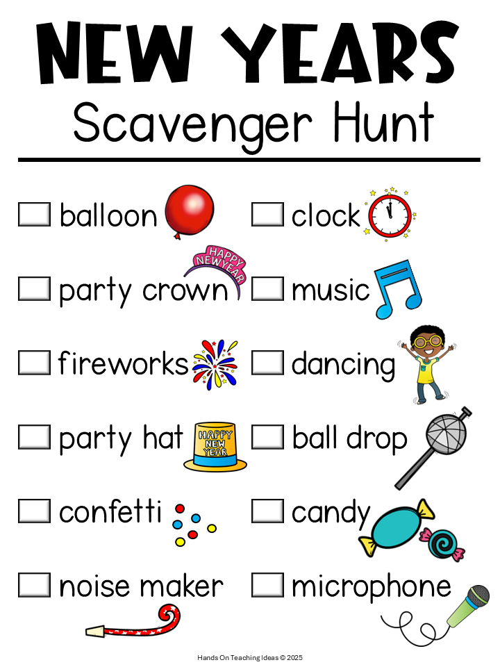 new years activity shows a free scavenger hunt page.