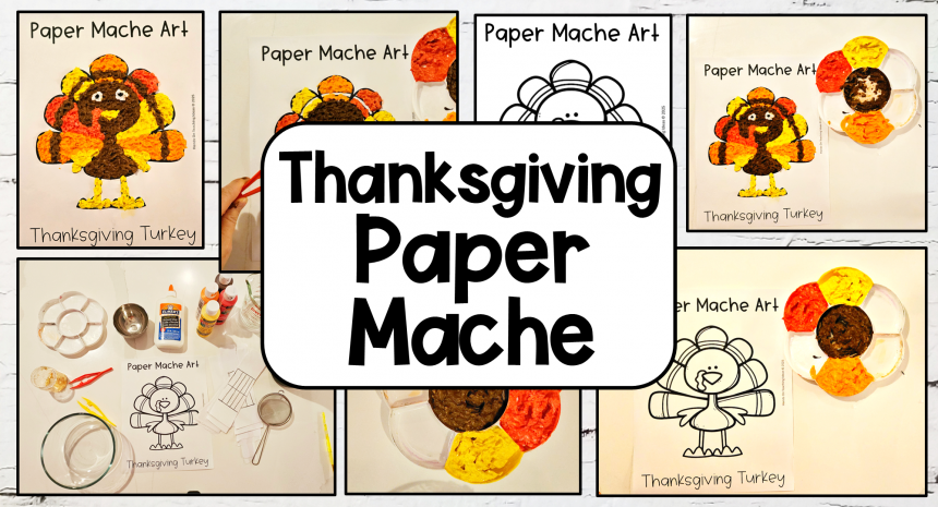 easy paper mache art for Thanksgiving feature image Thanksgiving Paper Mache Art (Free Template)