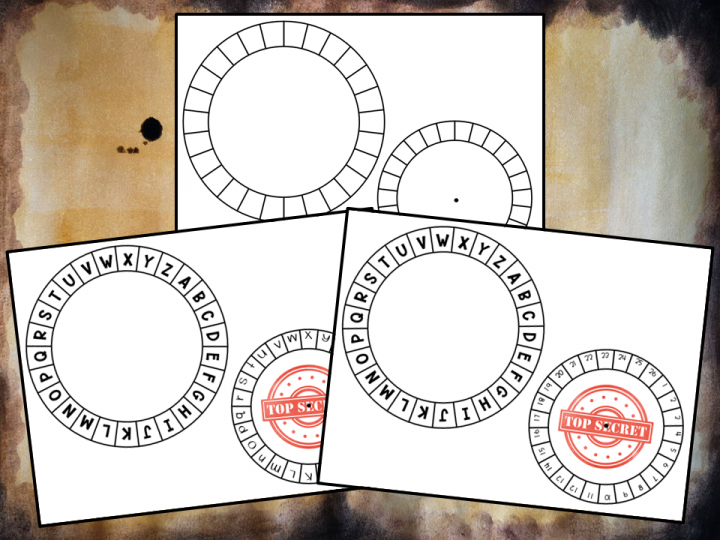 escape room cipher wheel shows the three printable wheels included in the resource.