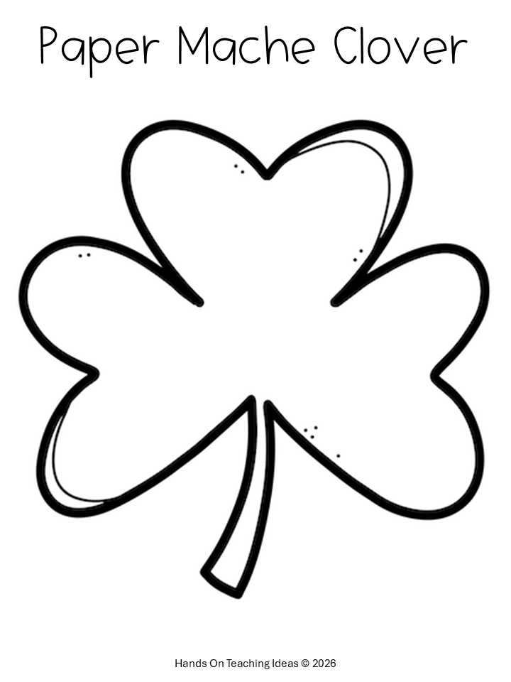 free st. patrick's day paper mache activity shows the shamrock template.