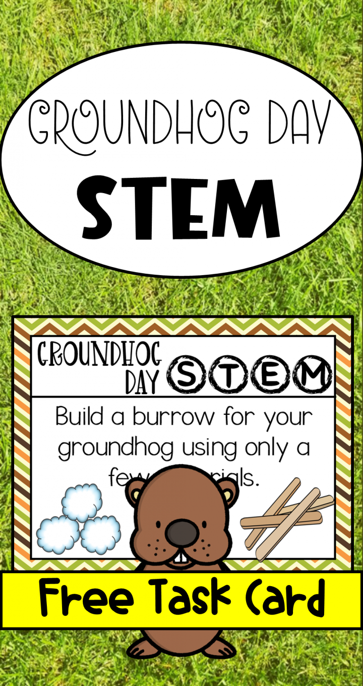 free Groundhog Day STEM shows a pinterest pin.