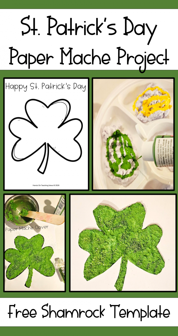 free st. patrick's day paper mache activity shows a pinterest pin.
