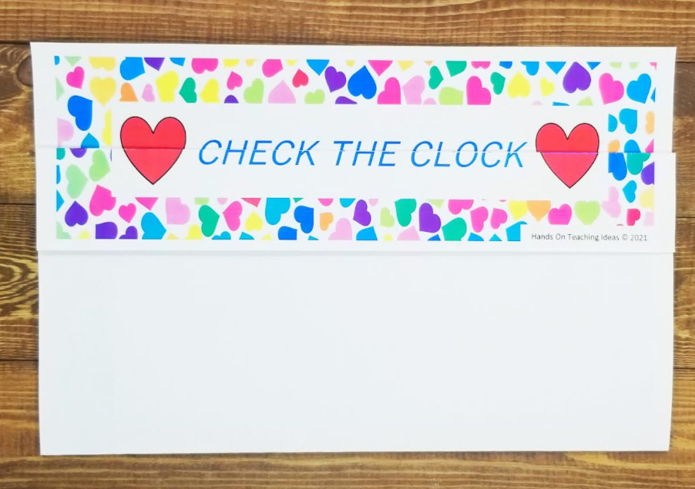 family game shows a puzzle page that has been folded to say, Check the clock.