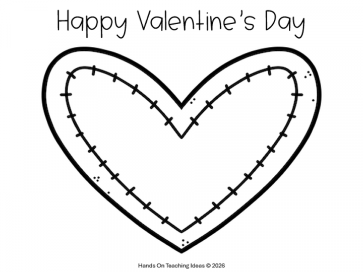 free valentines day paper mache activity shows a printable heart and it says happy valentines day.