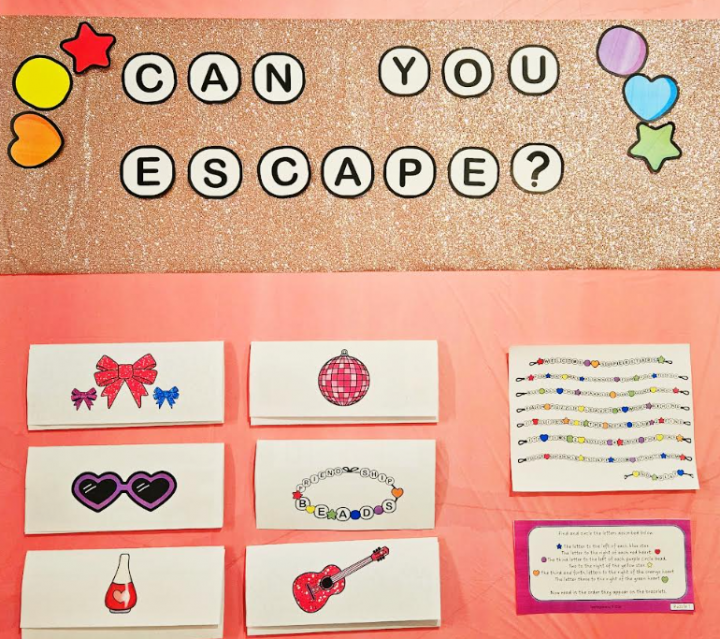 sleepover escape room for tweens shows a printable game set up with words that say can you escape? and then the folded clues.