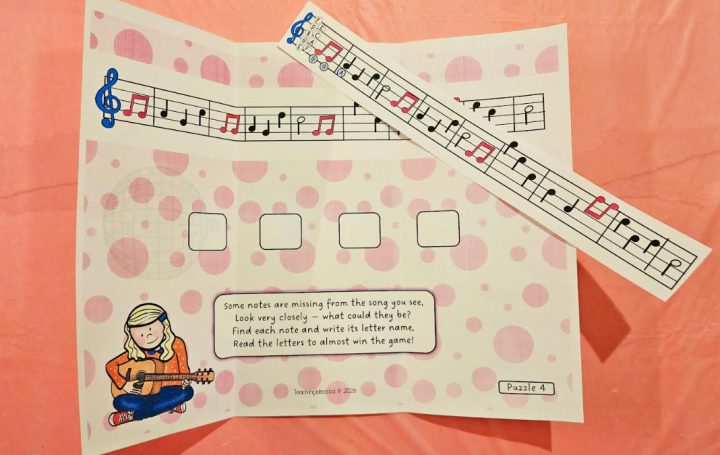 music for kids shows two pages with a song in music notes.