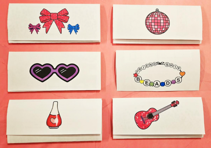 sleepover escape room game shows six puzzles folded in thirds each with a fun image on the front.