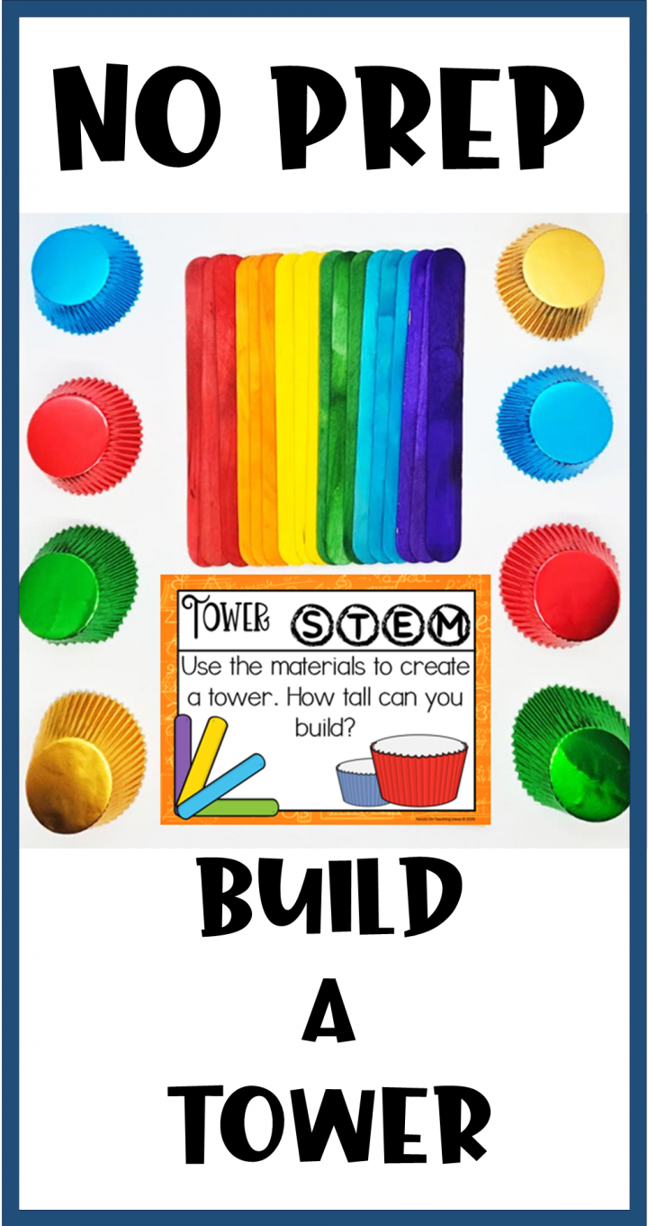 no prep STEM challenge for kids shows a pinterest pin.