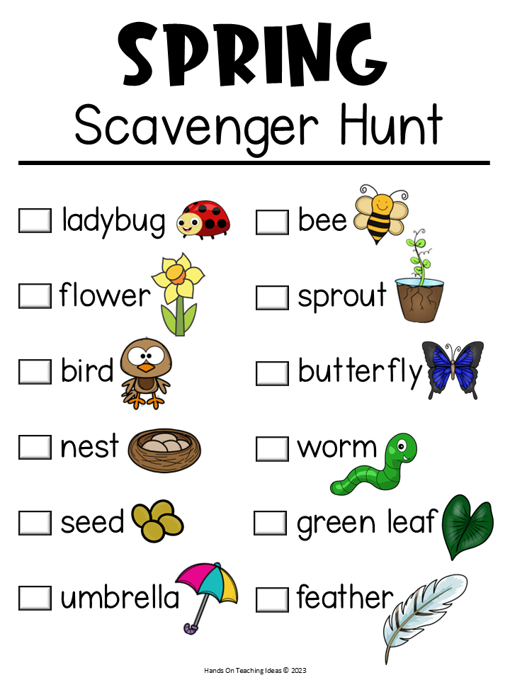 seasonal activity for kids shows a printable check list of seasonal items.