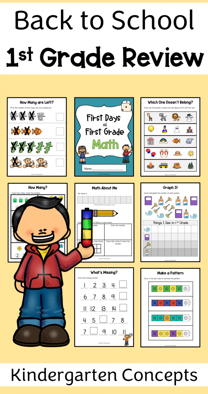 Best Back to school 1st grade math review shows a pinterest pin.