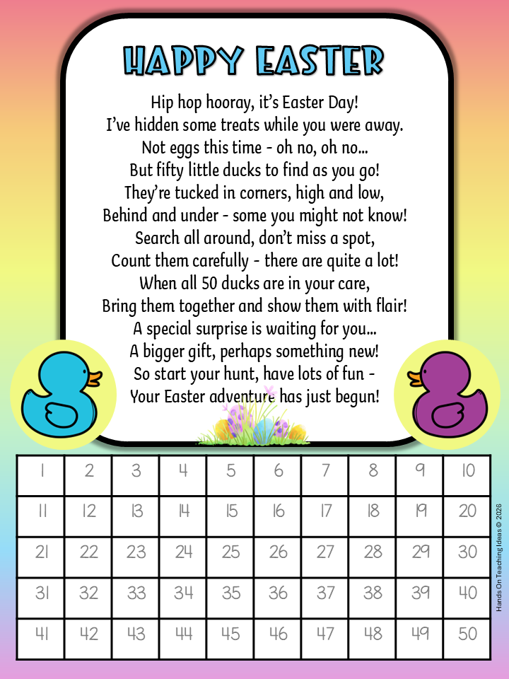 free Easter Scavenger hunt shows a printable riddle for the hunt.