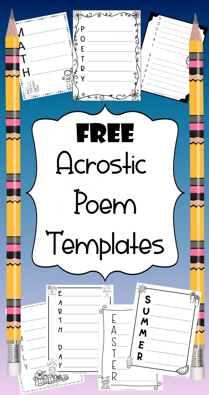 free acrostic poem templates shows a pinterest pin.