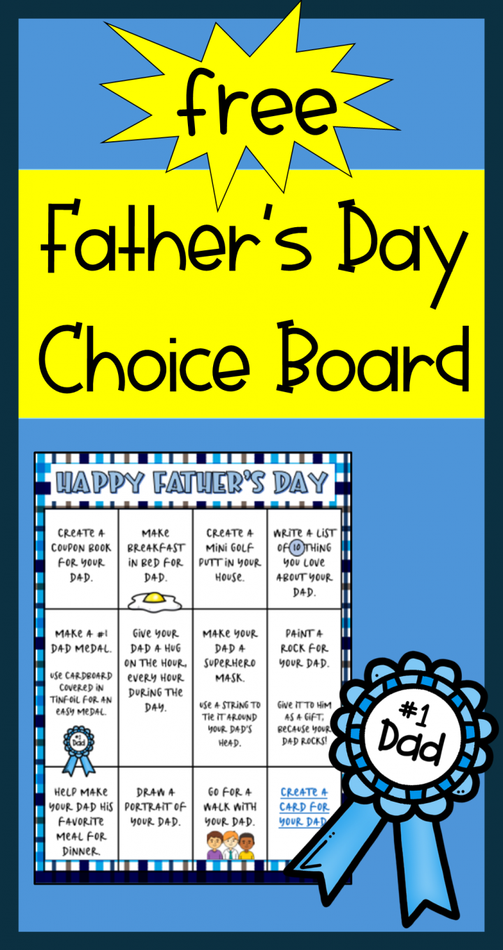 Free father's Day choice board shows a pinterest pin.
