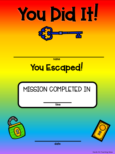 free printable game shows an award that you can give kids when they finish the game.