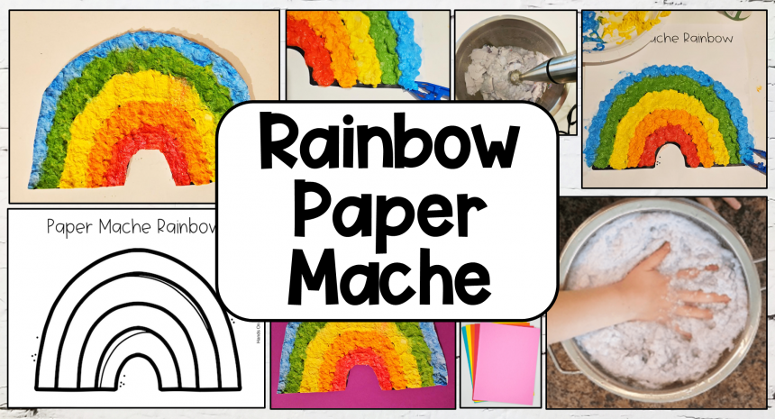 rainbow paper mache feature image Free Rainbow Paper Mache Art Template