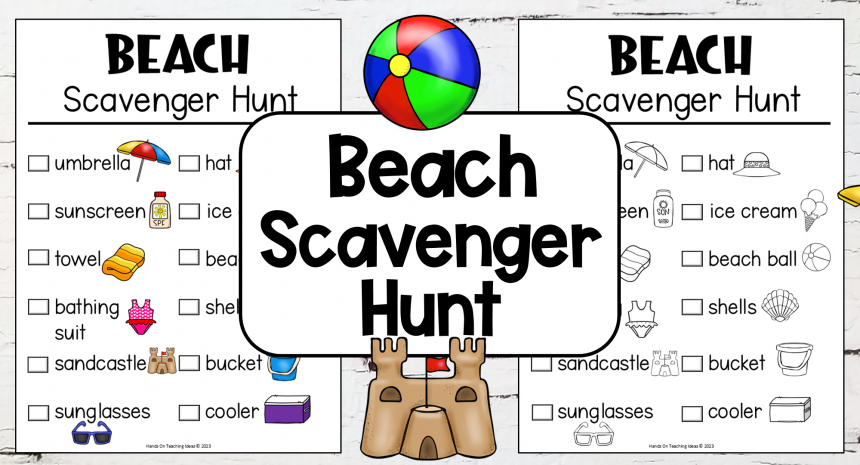 beach scavenger hunt feature image Free Beach Scavenger Hunt for Kids