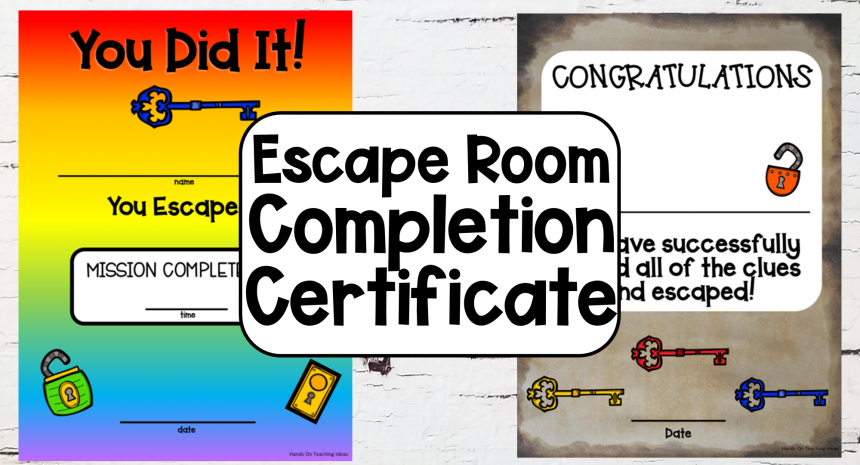 certificate feature image Free Escape Room Completion Certificates