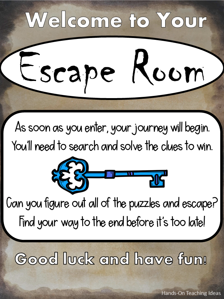 best free escape room kit shows a welcome letter that says welcome to your escape room.