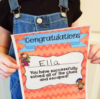 completion certificate shows an image of a child holding a printed certificate.