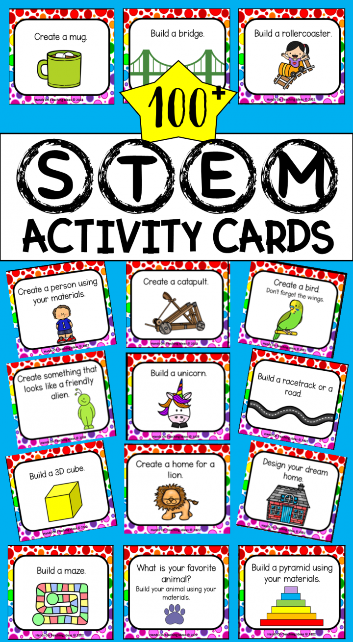 100 of the best stem challenge cards shows a pinterest pin.