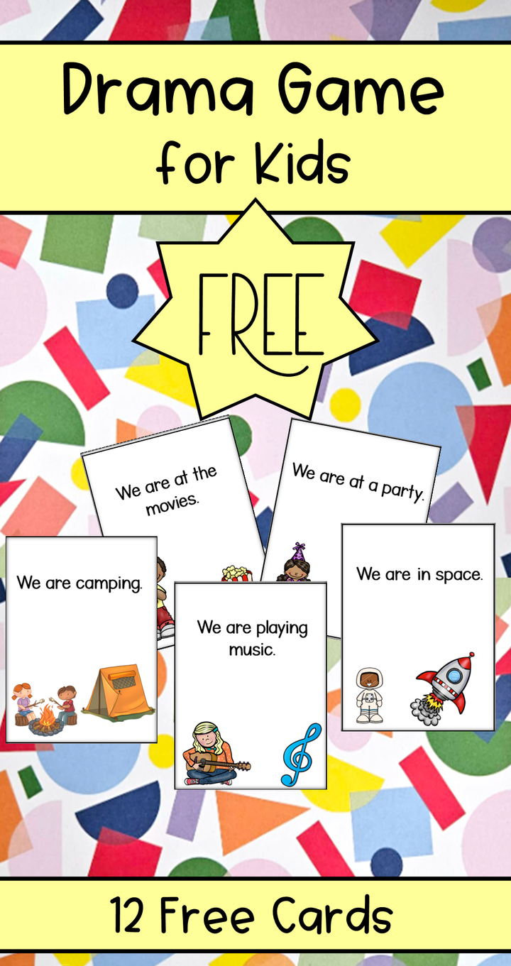 free drama games for kids shows a pinterest pin.