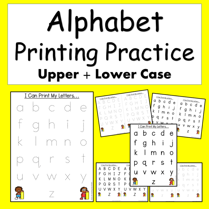 alphabet printing practice shows a product image.
