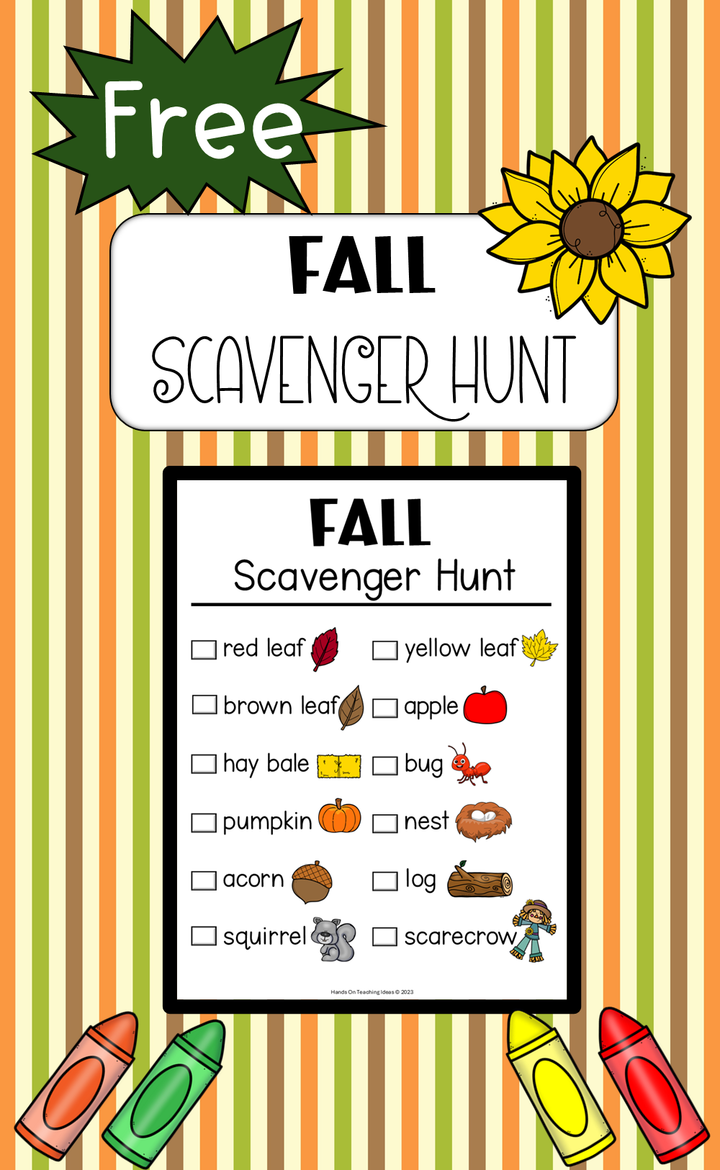 free fall scavenger hunt for kids pinterest pin.