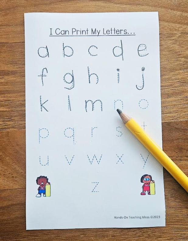 best alphabet tracing worksheets shows a printed page with the alphabet and letters traced.