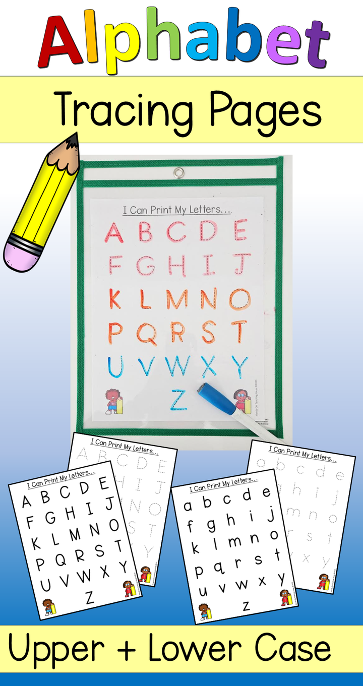 best alphabet tracing worksheets shows a pinterest pin.