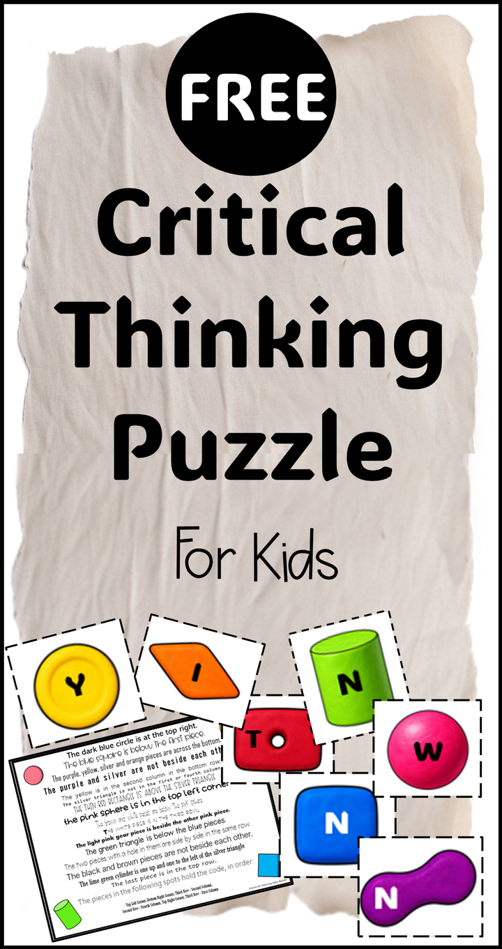 best free critical thinking activity for kids shows the pinterest pin.