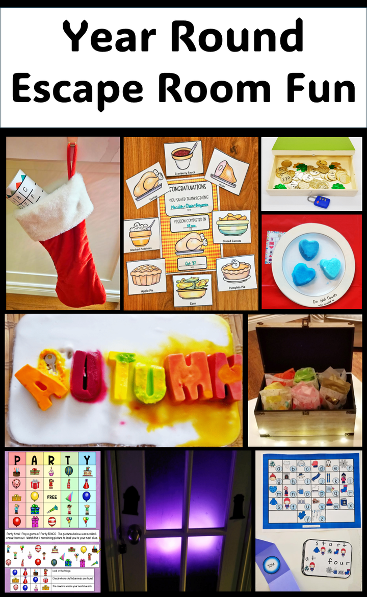 best year round escape room ideas shows a pinterest pin.